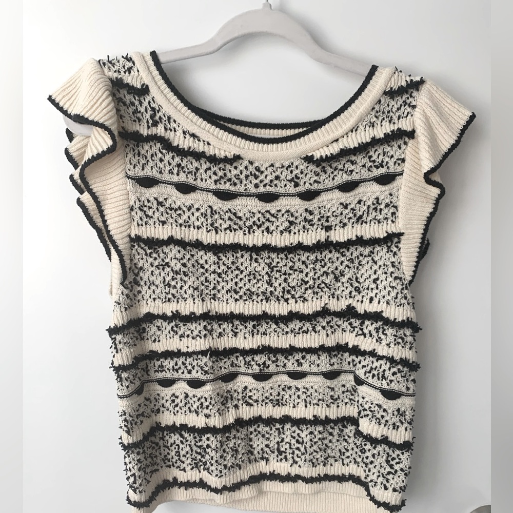 NWT by Anthropologie black and cream knit top